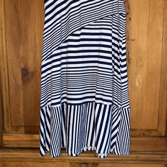 JohnPaulRichard Blue & White Striped Print Sleeveless Summer dress Sz. S - Picture 3 of 11